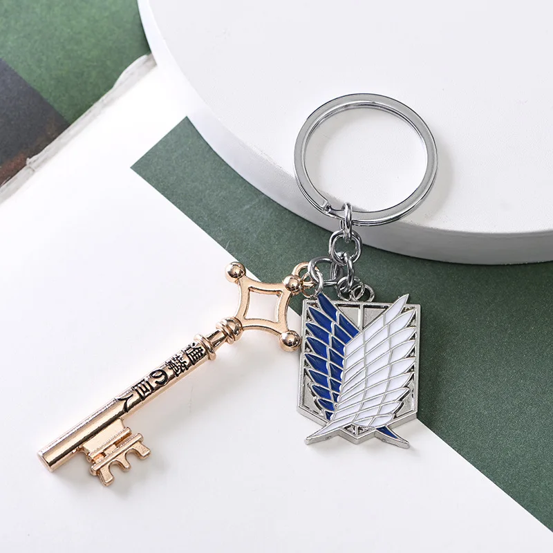 Attack on Titan Metal Keychain for Man Women Anime Peripheral Pendant Backpack Key Chains Accessories Christmas Gift image 4