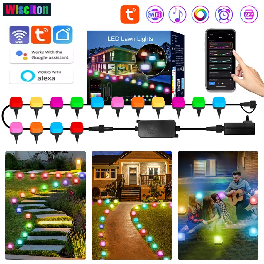 

Wi-Fi газон/стена RGB световая строка прямоугольное освещение 32/16 м IP65 водонепроницаемое приложение музыкальный ритм синхронизация ночная атмосферная лампа