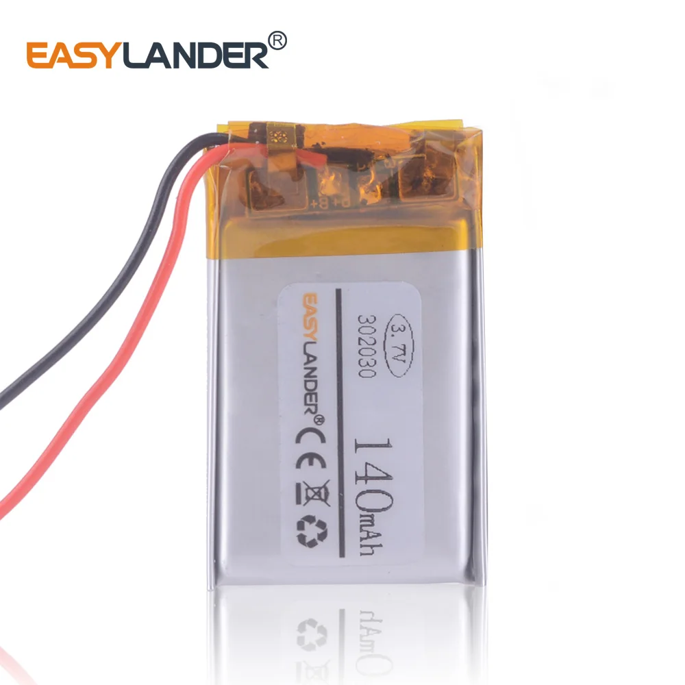 10pcs/Lot 3.7V 140mAh 302030  Li-Polymer Li-ion Battery For bluetooth headset MP3 MP4 GPS Bluetooth cell battery toys  032030