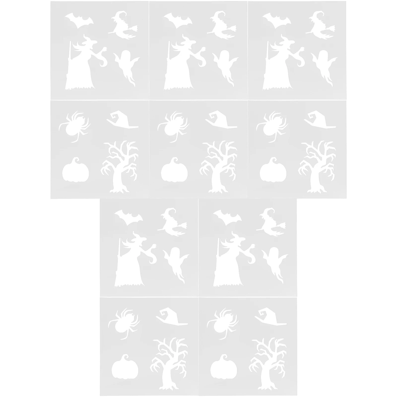 

10 Sheets Witch Painting Stencils Set Hollow Design Reusable Templates for Home Decoration School Project Plastic