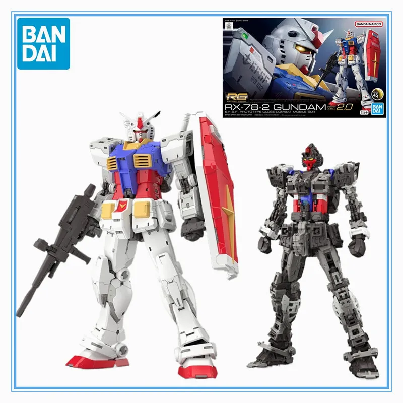 Latest Bandai 1/144 RG Genzu 2.0 RX-78-2 Top Player Amuro Gundam Assembly Model Collection Toys Festival Gifts Boys and Girls