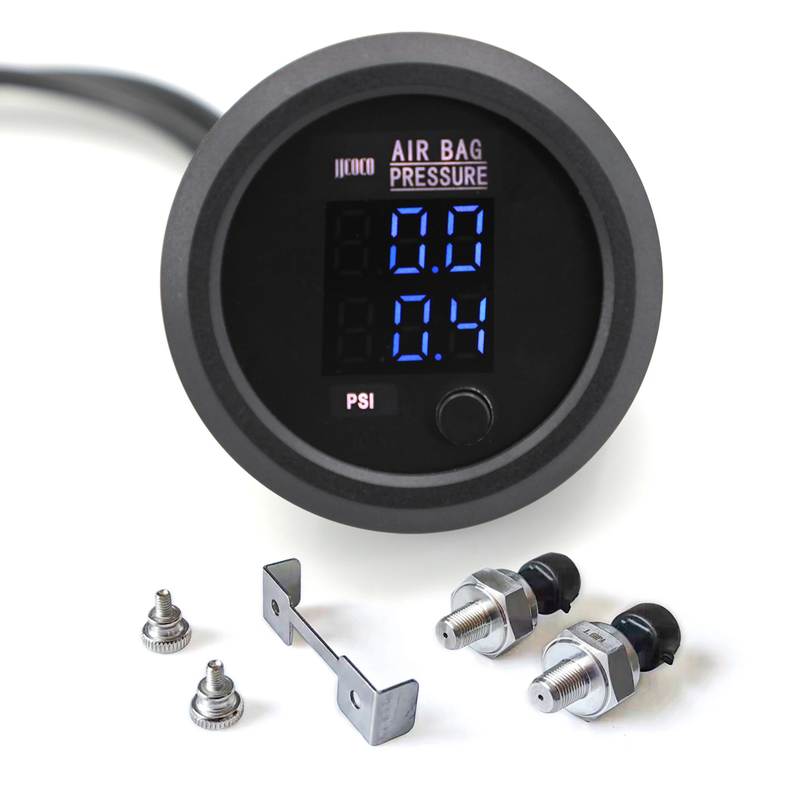 Universal Ultrathin 12V/24V Dual Pressure Air Pressure Gauge BAR PSI Air Suspension Air Ride With 2pcs 1/8NPT Sensors