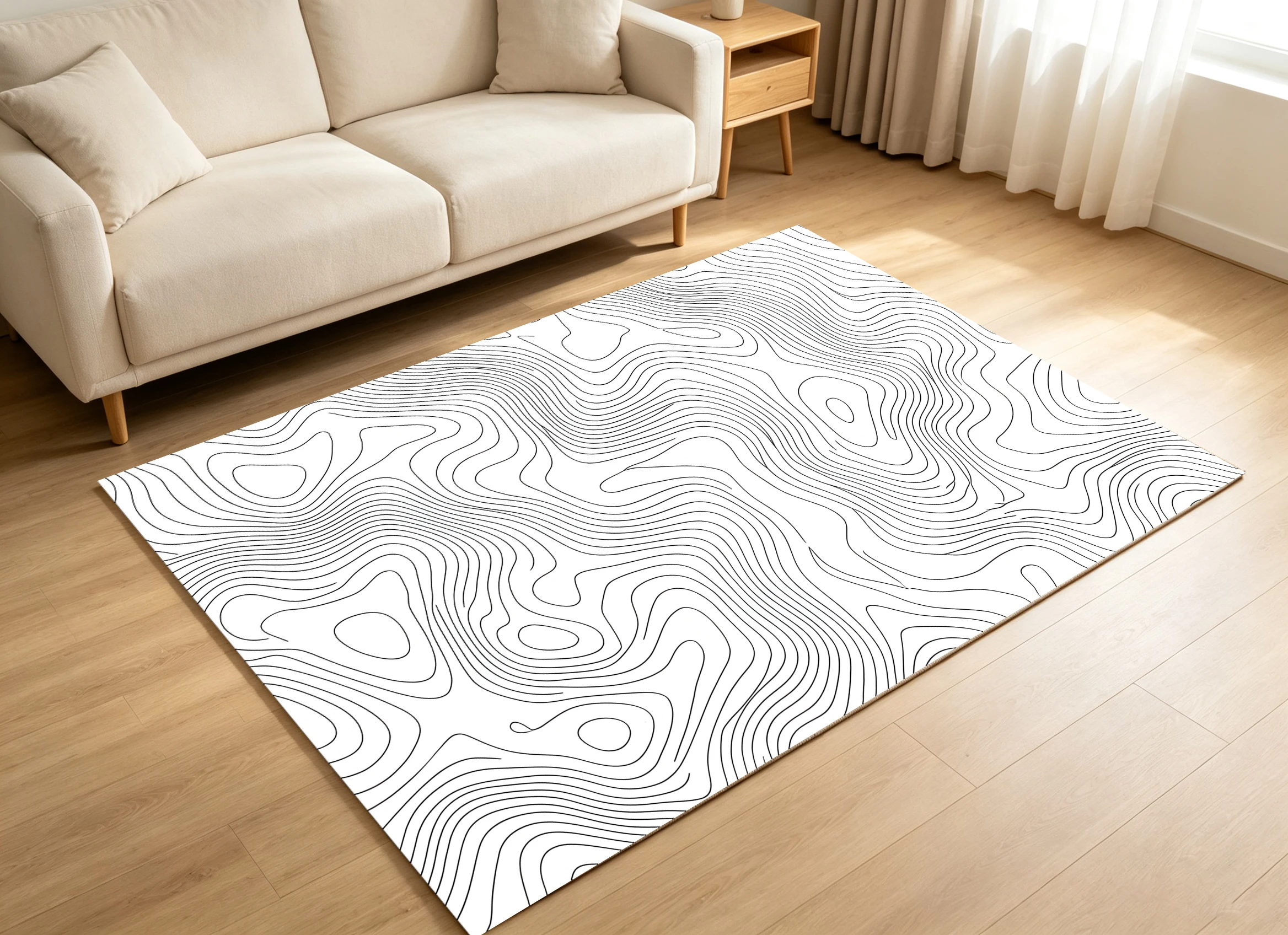 2D Large Carpet Abstract Contour Line Modern Minimalist for Living Room Bedroom