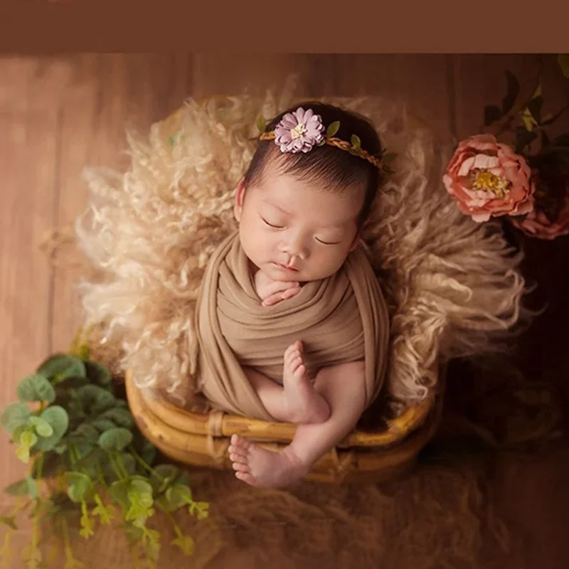 Newborn Photography Props Wool Blanket Baby Shooting Posing Background Soft Fluffy Blanket Baby Studio Photography Accessories