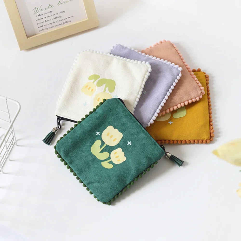 Mini Flower Pattern Coin Purse Napkin Storage Bag Large Capacity Cute Bag Canvas Pendant Wallet for Women Кошелек для монет