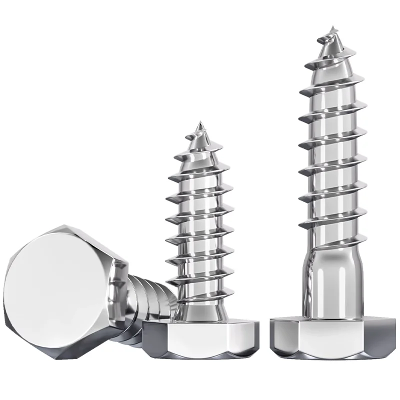 Din571 304 Stainless Steel Hexagon Wood Screw Self Tapping Screw External Long M6-m12