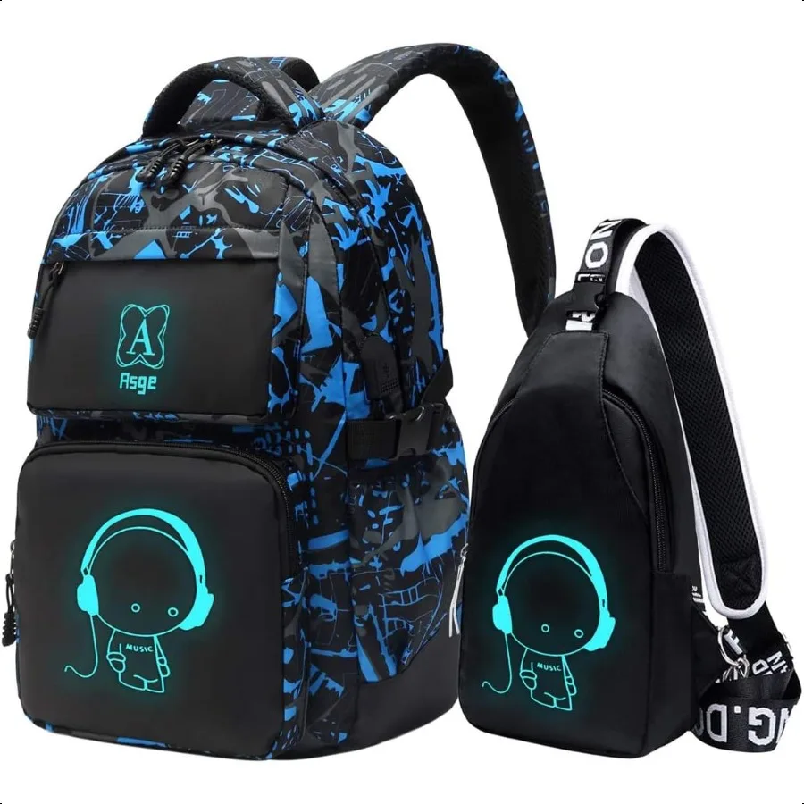 

Backpack for School Boys Backpacks for Camo Bookbag for Middle School Bags Waterproof Travel Back Pack Blue