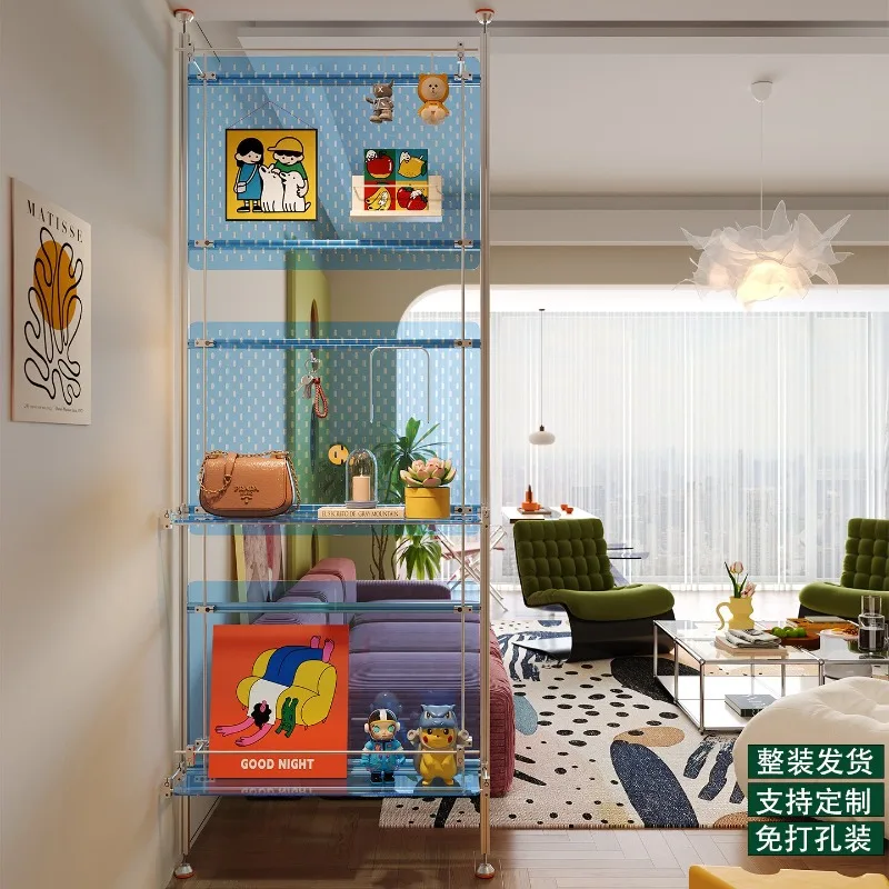 Indomitable acrylic optical axis hole board without punching, aluminum profile screen partition decorative board storage rack