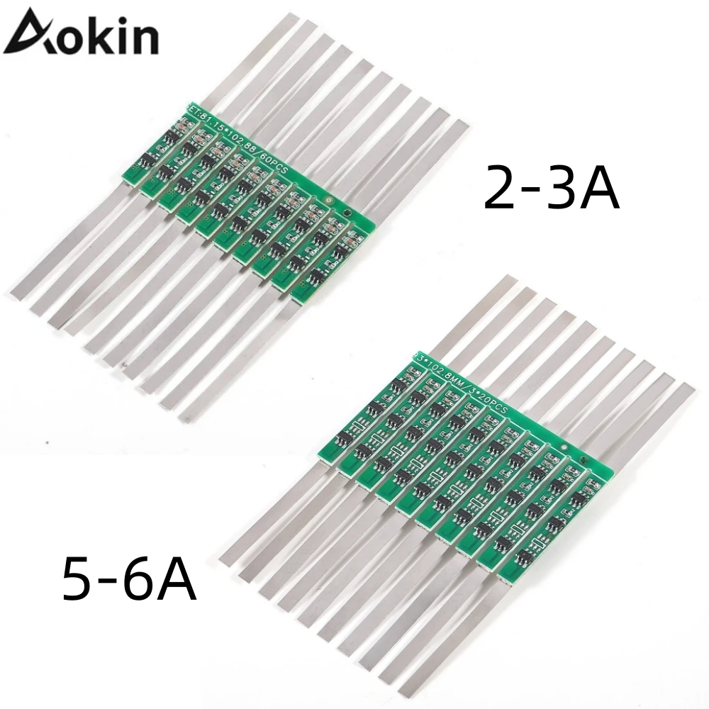 10PCS 1S 3.7V 3A/5-6A Li-ion BMS PCM Battery Protection Board PCM with Belt for 18650 Lithium Ion Li Battery