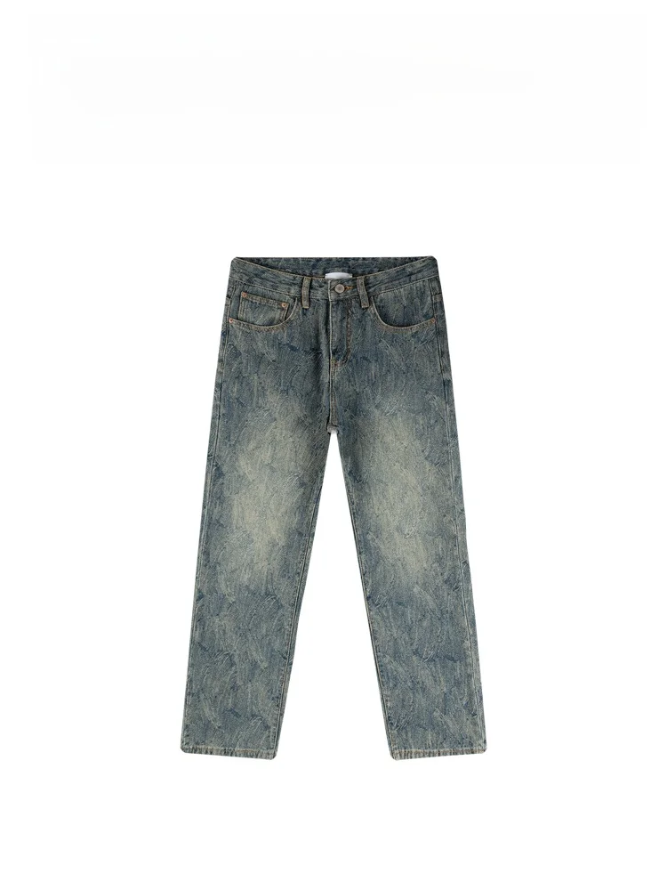 

BAIRBAOLIY American Casual High End Men's Jeans Spring Summer Vintage High Street Trendy Long Pants Cotton Straight Leg Loose...