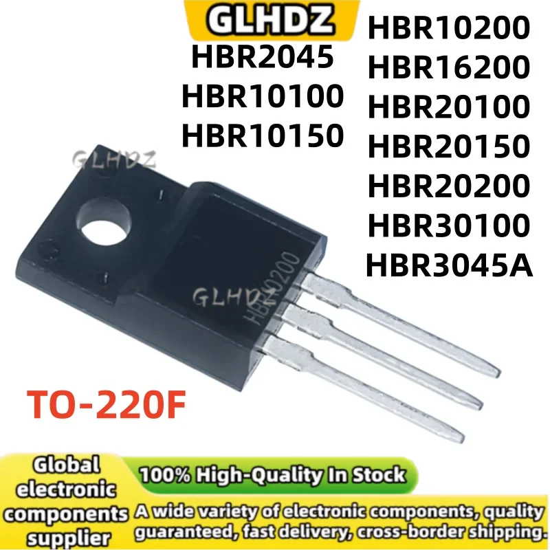 10UNITS NEW HBR2045 HBR10100 HBR10150 HBR10200 HBR16200 HBR20100 HBR20150 HBR20200 HBR30100 HBR3045A TO-220F