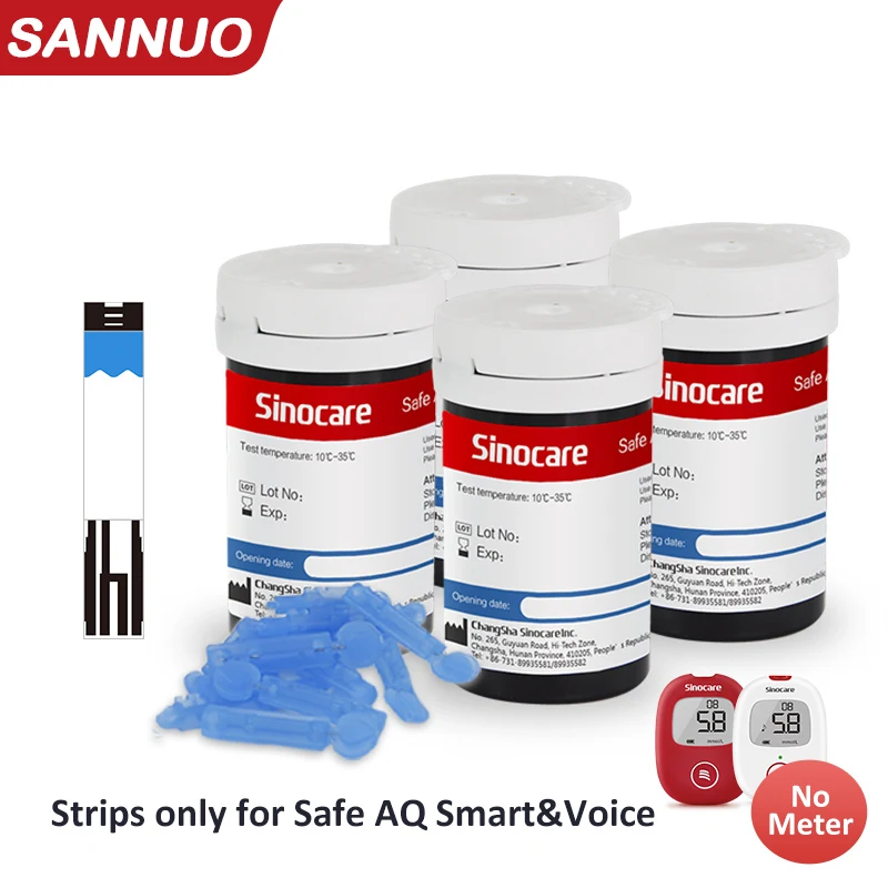 diabetes medical test Sinocare Safe AQ Blood Glucose Test Strips ( for Safe AQ Smart, Safe AQ Voice only)