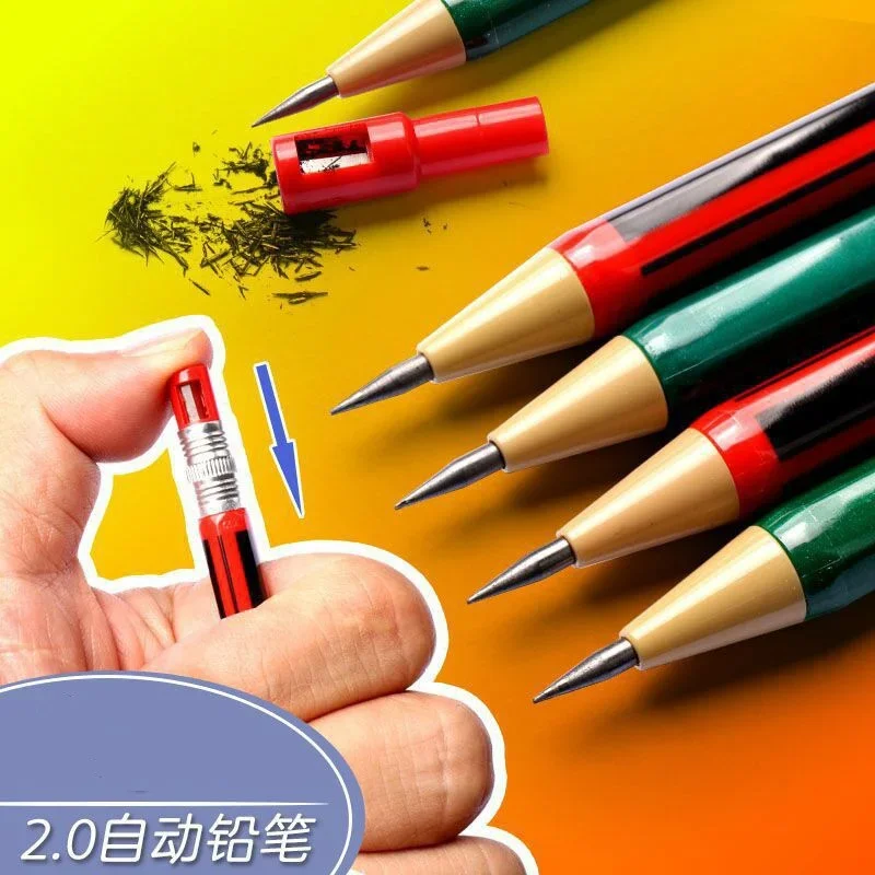 5Pcs Random Mechanical Pencil 2.0mm Lead HB 2B Drawing Writing Activity Pencils for School with Pencil Knife