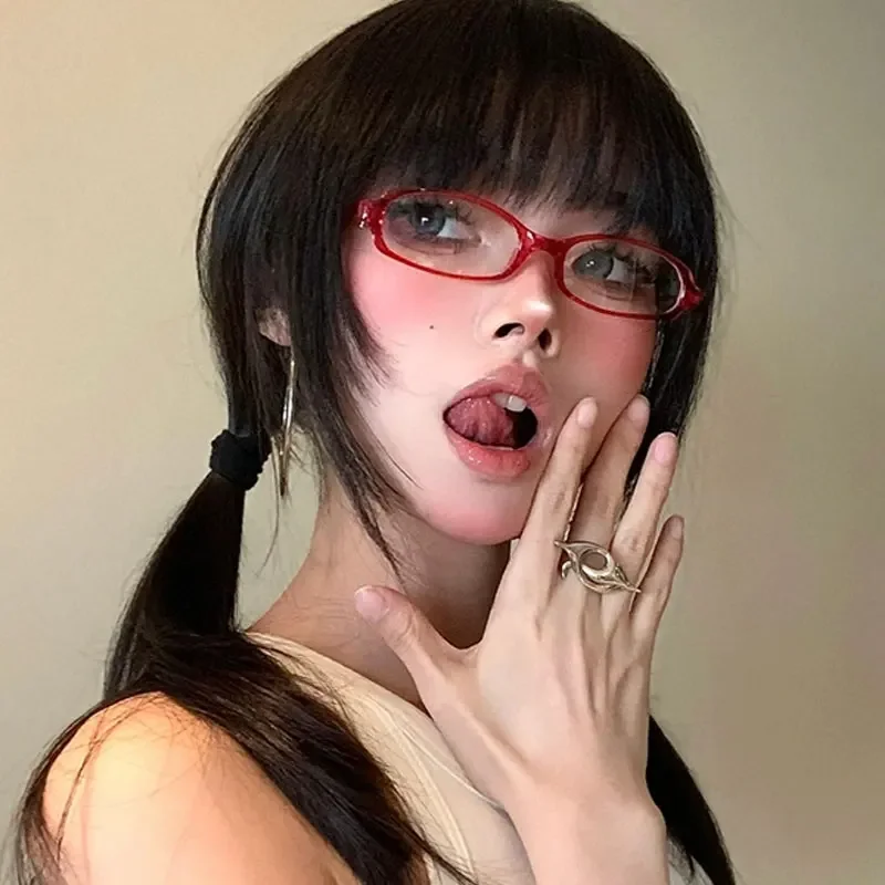 Retro Anti-blue Light Glasses Women Y2K Harajuku Red Green Square Frame Eyeglasses Reading Computer Spectacle Goggles Eyewears