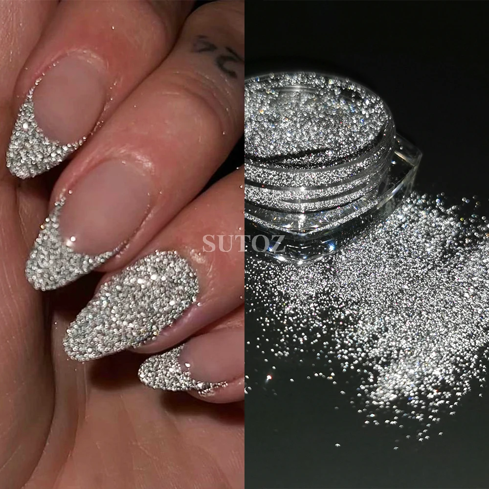 4 Stks/set Reflecterende Glitter Nagelpoeder Zilver Sparkle Flash Diamant Pigment Stofsuiker Effect Dip Poeder Manicure Decoratie