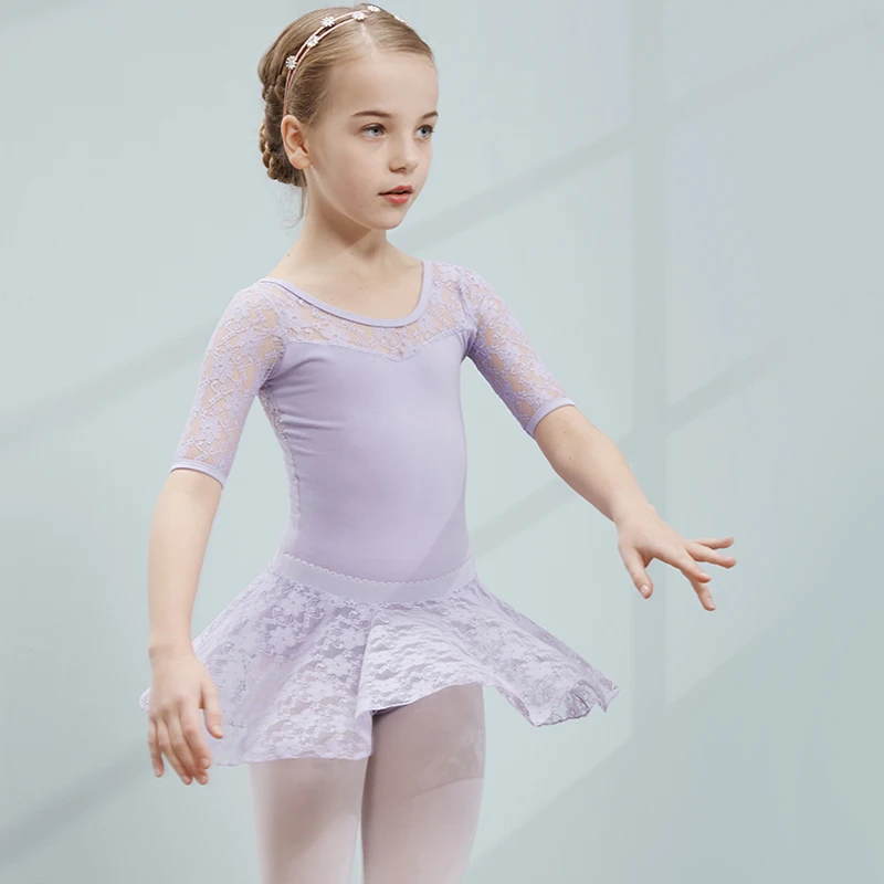 New High Quality Mesh Ballet Leotard And Skirt Set For Girl 100-160cm Height