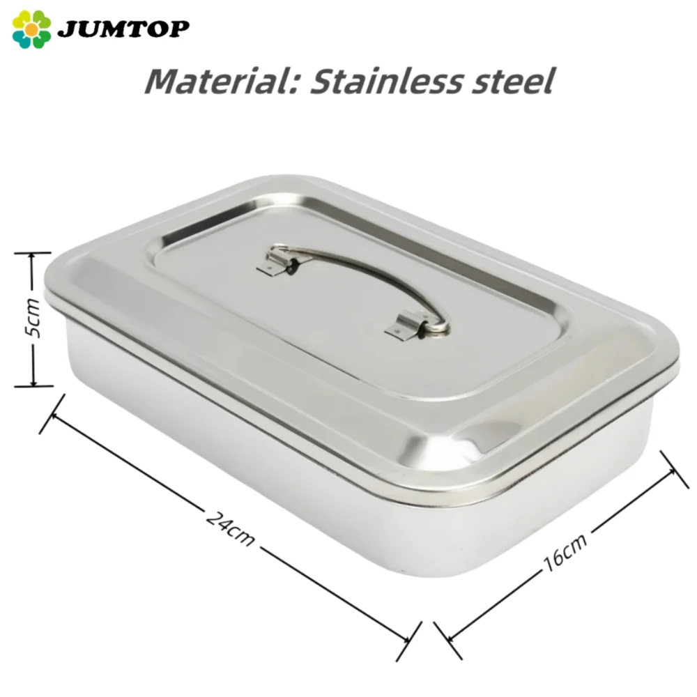 

Dental Thickened Disinfection Box Stainless Steel Box Disinfection Tray Square Plate Cover Dentist Medical Surgical Instruments