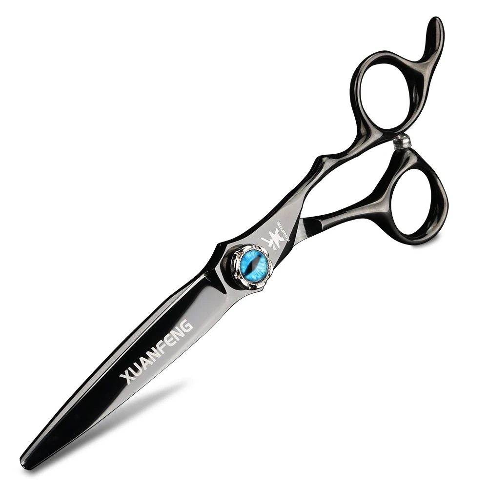 XUANTENG Black Devil's Eye Screw Hair Scissors 6-inch Cutting Scissors and Thinning Scissors Japanese 440C Steel Scissors