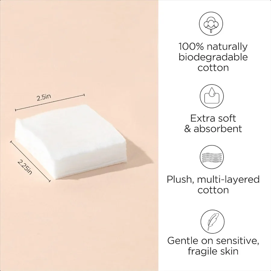 Diane multicouche 2,25 x 2,5 carrés de coton 100 pur coton idéal pour le démaquillage vernis à ongles touchUs soins de la peau et tous les jours