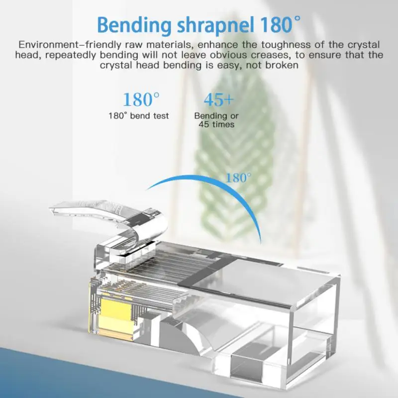 100 Pcs RJ45 Cat6 Pass Through Connectors - EZ To Crimp Modular Plug For Solid Or Stranded UTP Network Cable