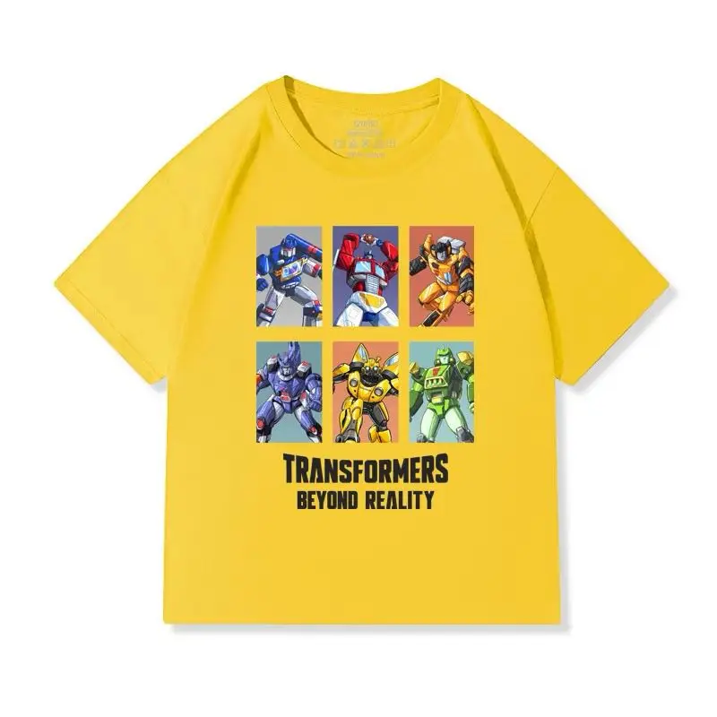 تي شيرت صيفي قصير الأكمام للأولاد من Transformation تي شيرت Robot Cartoon كاجوال من القطن الخالص فضفاض للأطفال ضروريات اليومية #5