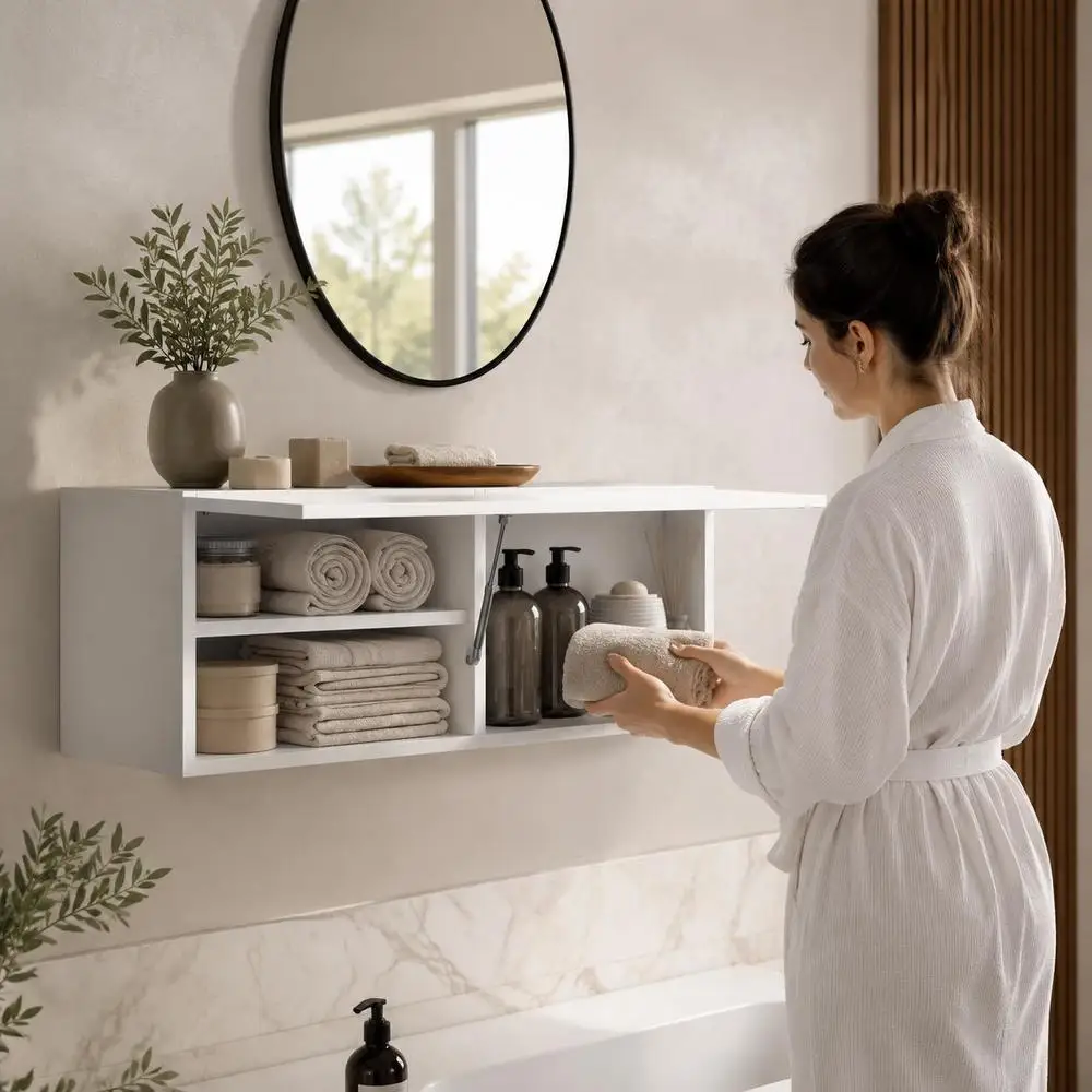 Armoire murale de salle de bain avec porte à charnières X X cm blanche