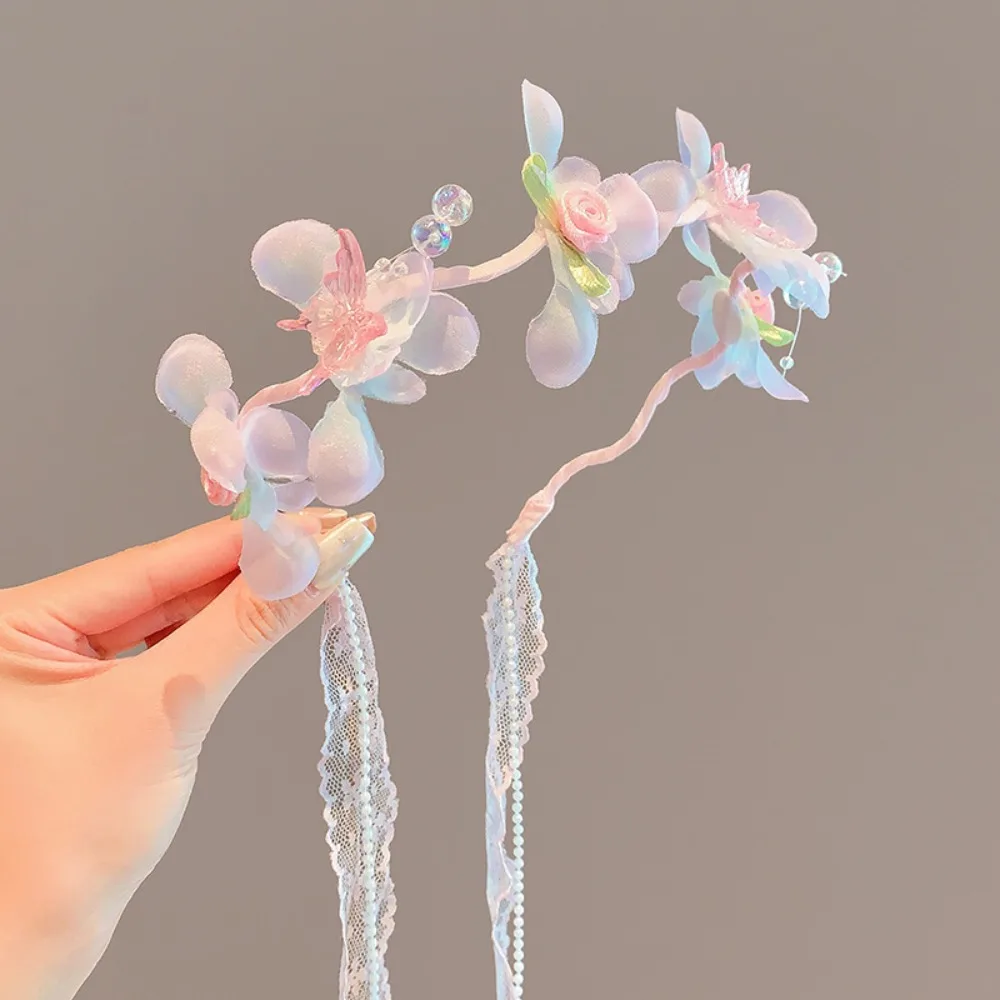 

Elegant Butterfly Ribbon Hairbands Cute Korean Princess Hair Hoop Flower Sweet Children Headband for Girls