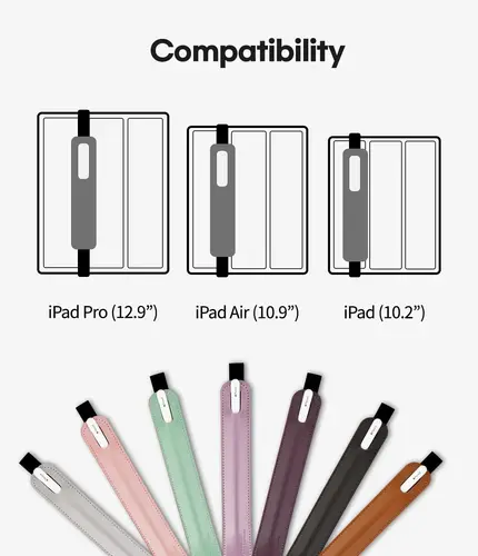 Imagen 2 del producto Funda con portalápices para Apple Pencil Case (1a y 2.a generación), funda para lápiz óptico, banda elástica de cuero PU para protección de tabletas