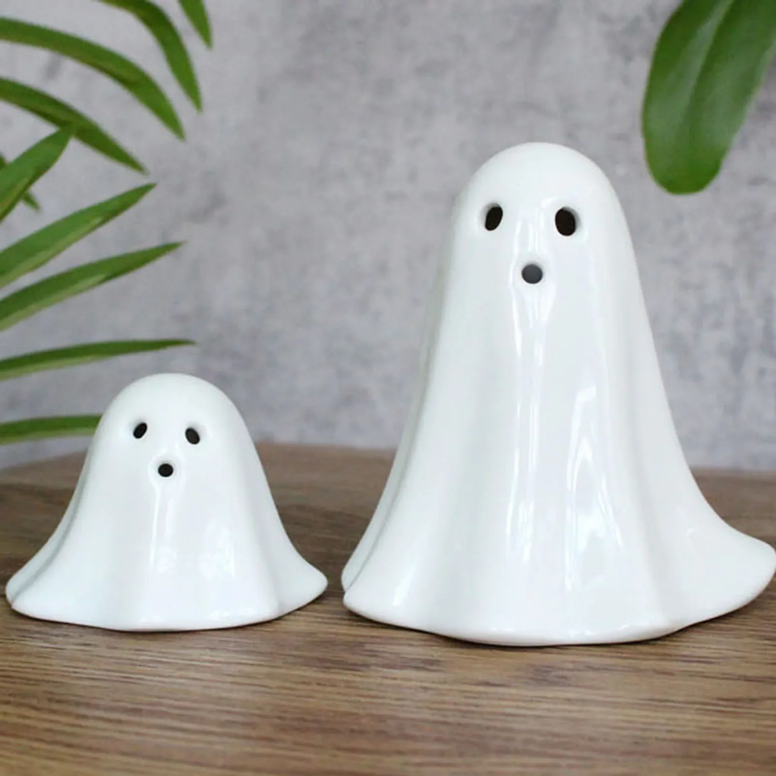 Luminous Ghost Figurine Spirit Ornament Cute Ghost Luminous Statue Ceramic Crafts Halloween Decoration 2025 for Home Office