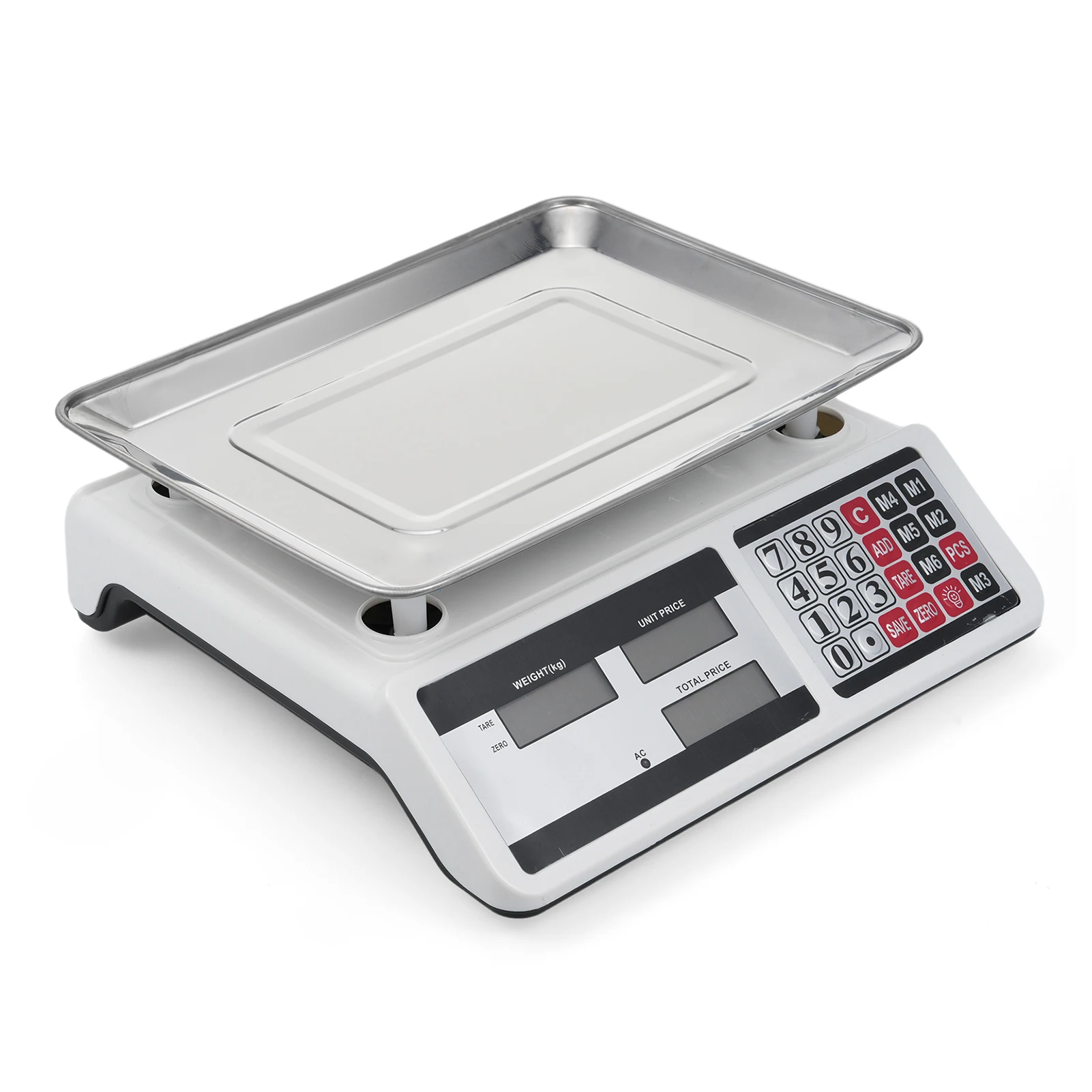 

0KG Digital Price Scale Electronic Price Computing Scale with Stainless Steel Large Platform Dual LCD Display Big Button