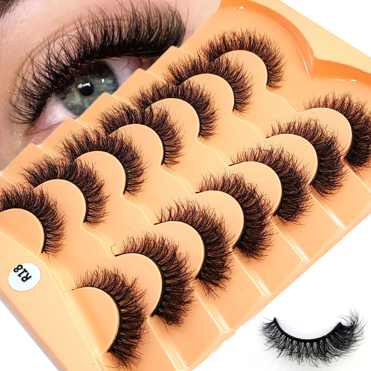 HBZGTLAD 7 Paar 3D Faux-Mink-Wimpern, flauschig, weich, voll, dick, natürlich lang, falsche Wimpern, geschwungene Wimpern, Großhandel