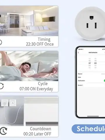Tuya Smart Wifi Plug US Standard Wireless Outlet 10A Remote Control Smart Home Appliances Work With Alexa Google Home