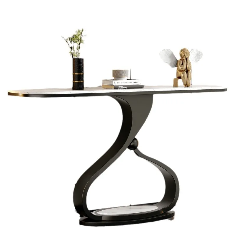 

Modern Italian light luxury rectangular rock slab porch table entry simple art corridor wall shelf end view table