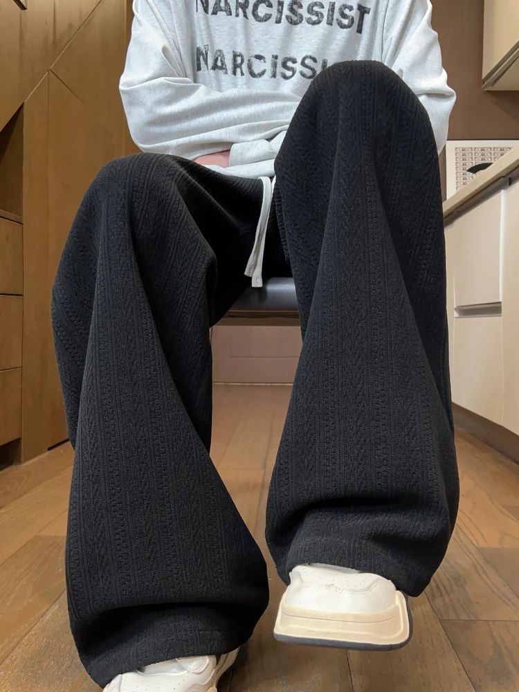 

Bla Fce Свободные повседневные мужские брюки с прямыми штанинами на подкладке, осень-зима, модные, удобные, из полиэфирного волокна