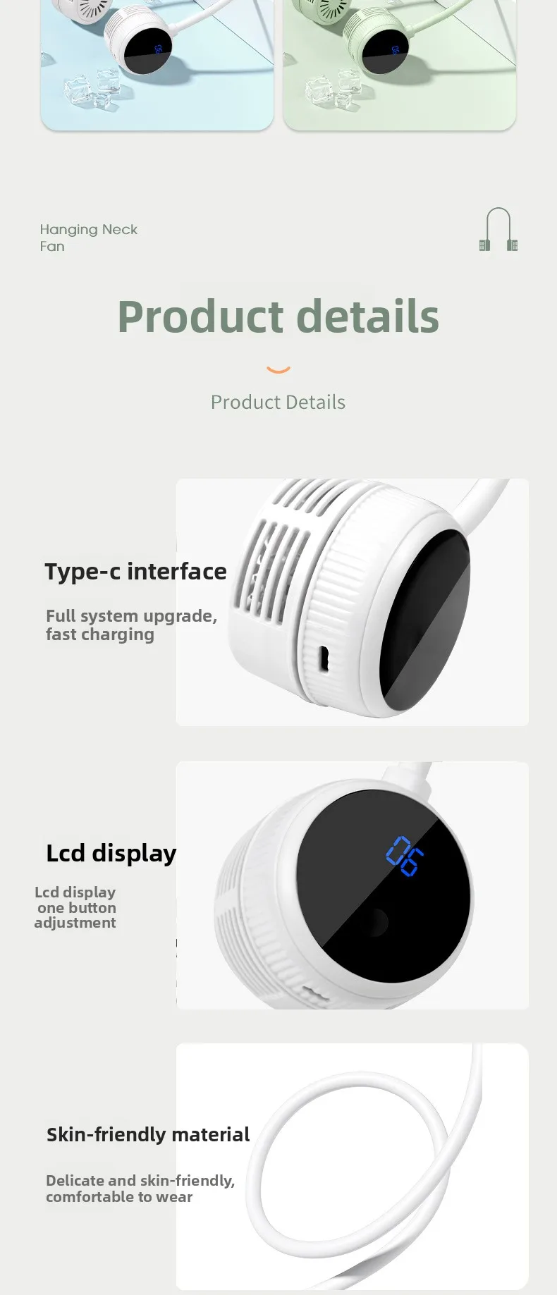 New Hanging Neck Fan Portable Cooling Fan Air Cooler Usb Leafless Bladeless Neckband Mini Rechargeable Electric Fans