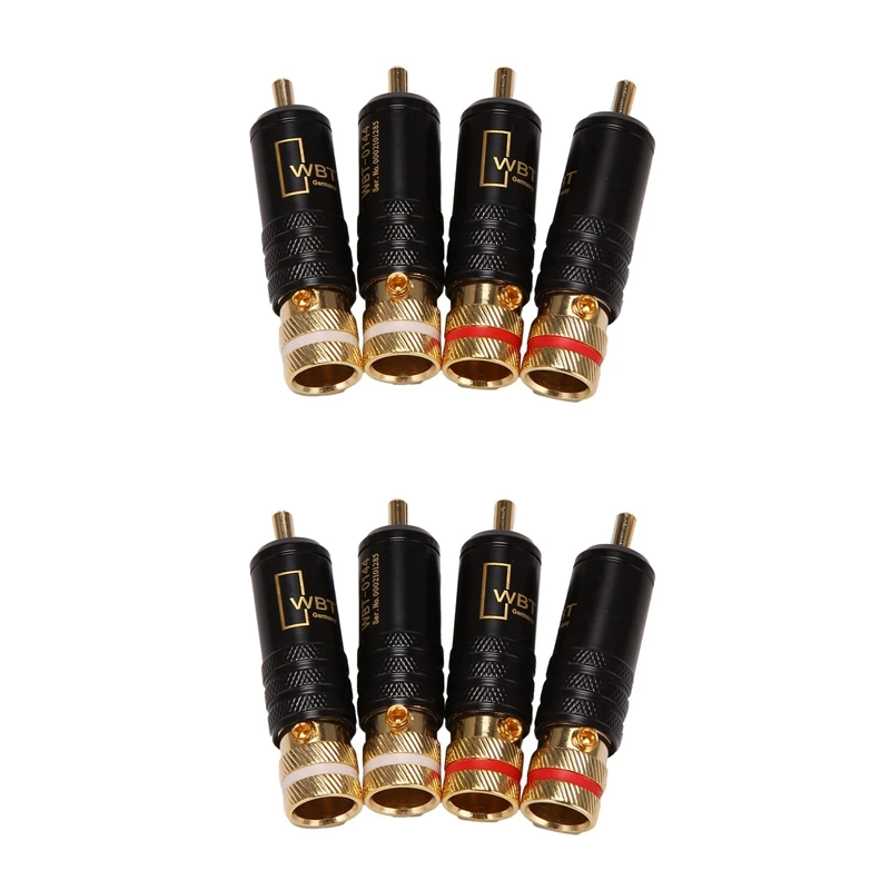 8Pcs Rca Locking Plugs Audio Video Connectors