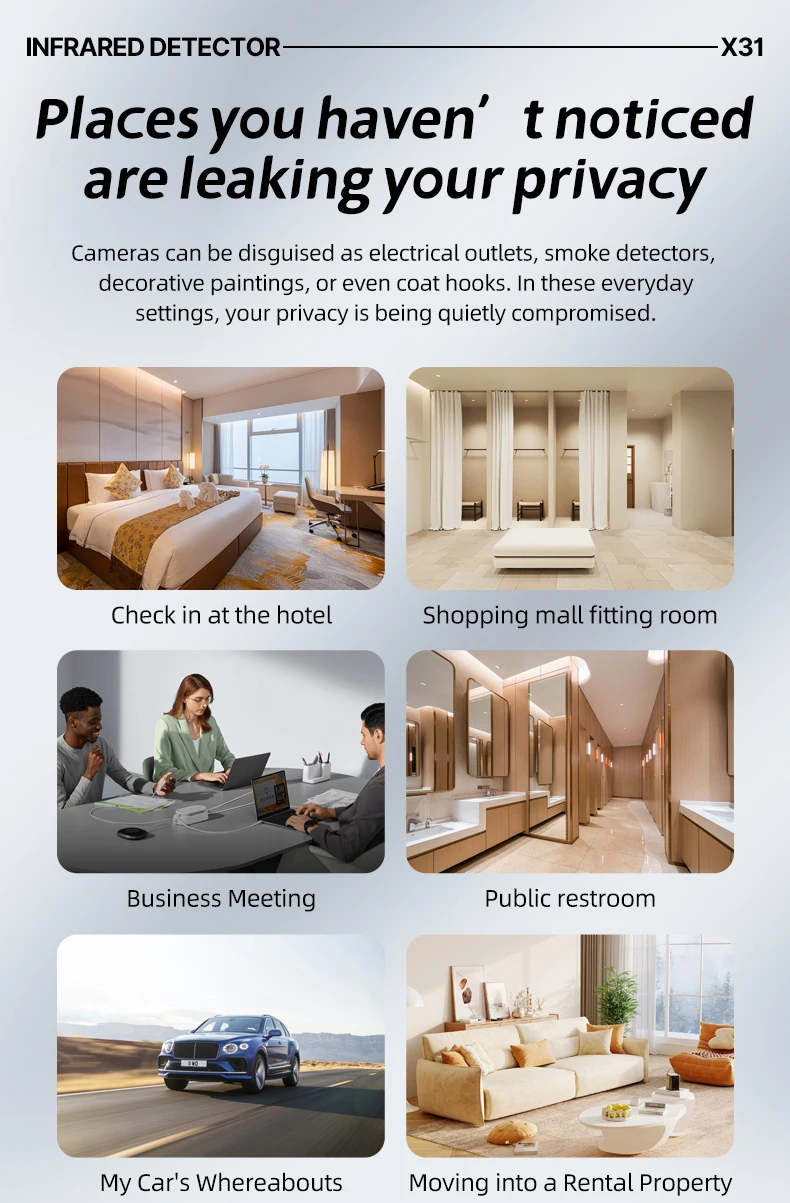 Hidden Camera Signal Detector/WiFi Scanner Hidden Device Detector/Anti-Spy Camera Finder/GPS Tracker/Multiple Modes for Hotel