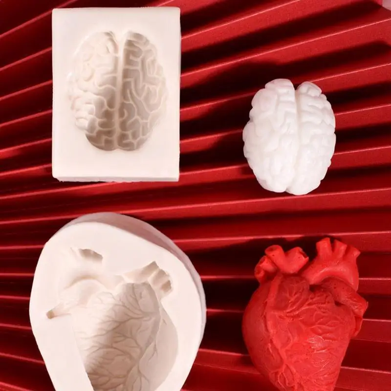 Organ Molds Heart Brain Shape Baking Molds For Cakes Organs Shape Silicone Handmade Molds Home Decoration Accessories