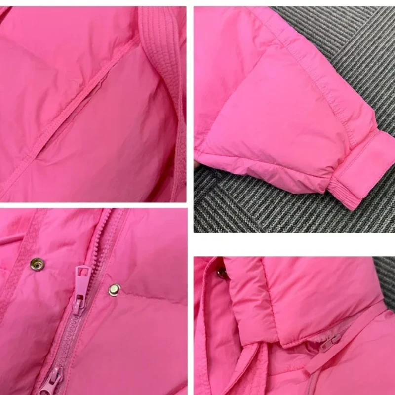 Doudoune courte violette à capuche pour femme, ample, décontractée, manches chauve-souris, duvet de canard blanc, manteaux épais, nouvelle collection hiver 2025