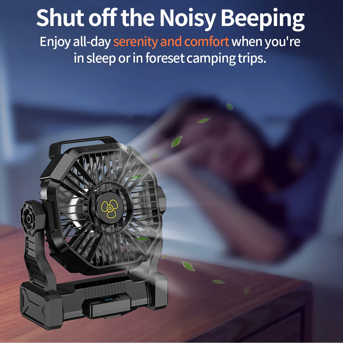 2025 Ventilatore da campeggio ricaricabile per esterni con luce a led, dispositivo di raffreddamento, banca di potere, campeggio da appendere alla ventola portatile