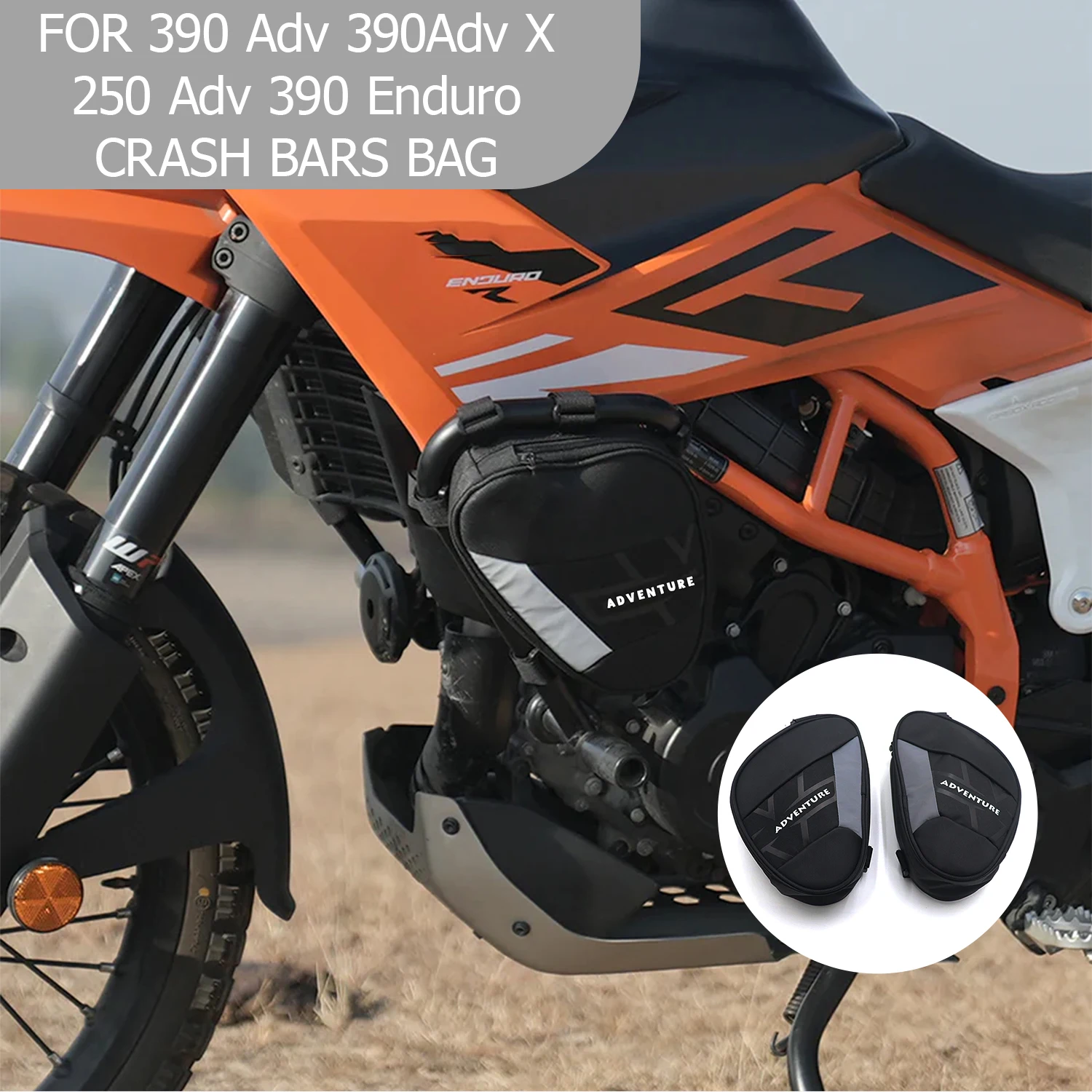 390-adv-x-390-enduro-2025-用ツール収納フレームバッグ-クラッシュバー-250-390adv-バイク純正フレーム-クラッシュバー-防水バッグ