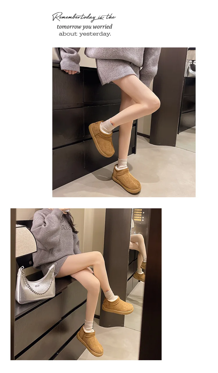 2026 Warme Bequeme Schuhe Damen Mode Kurze Schuhe Neue Winter Warme Stiefel Pelz Damen Schneestiefel – Detail 9