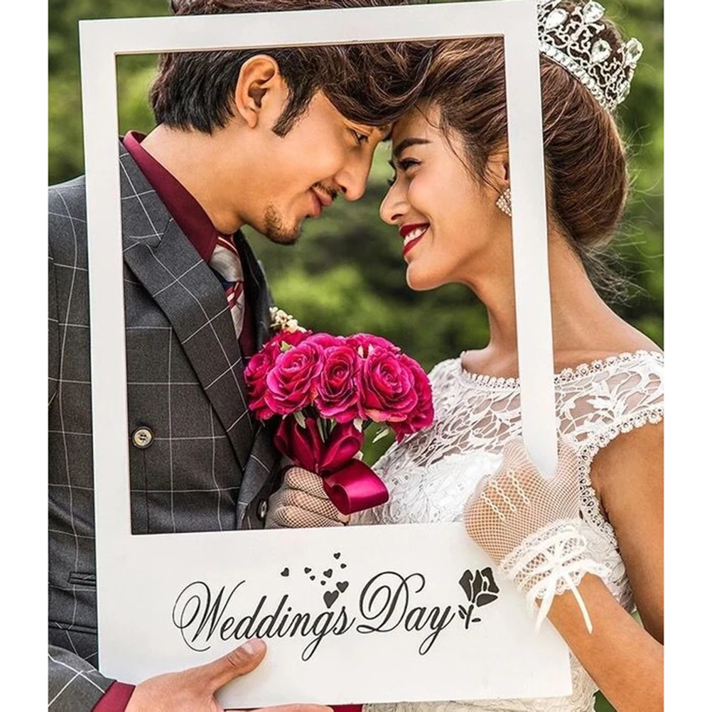 

3pcs Party Wedding Photo White Photo Prop Frame Party Costume Picture Frame Prop Ball Activities