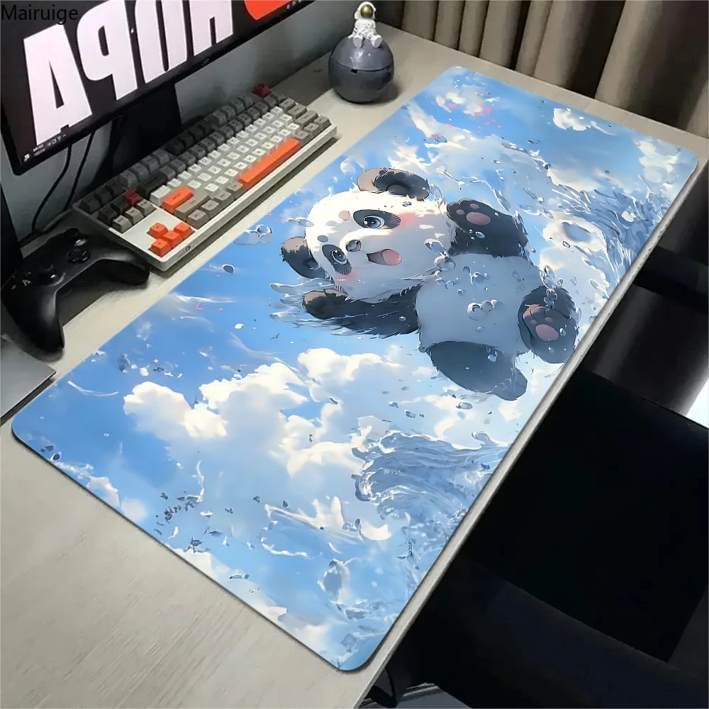 Cute Panda Anime pattern Mousepad Cartoon Lockedge Large Gaming Mouse Pad Computer Gamer Keyboard Mouse Mat Desk Desk Pad