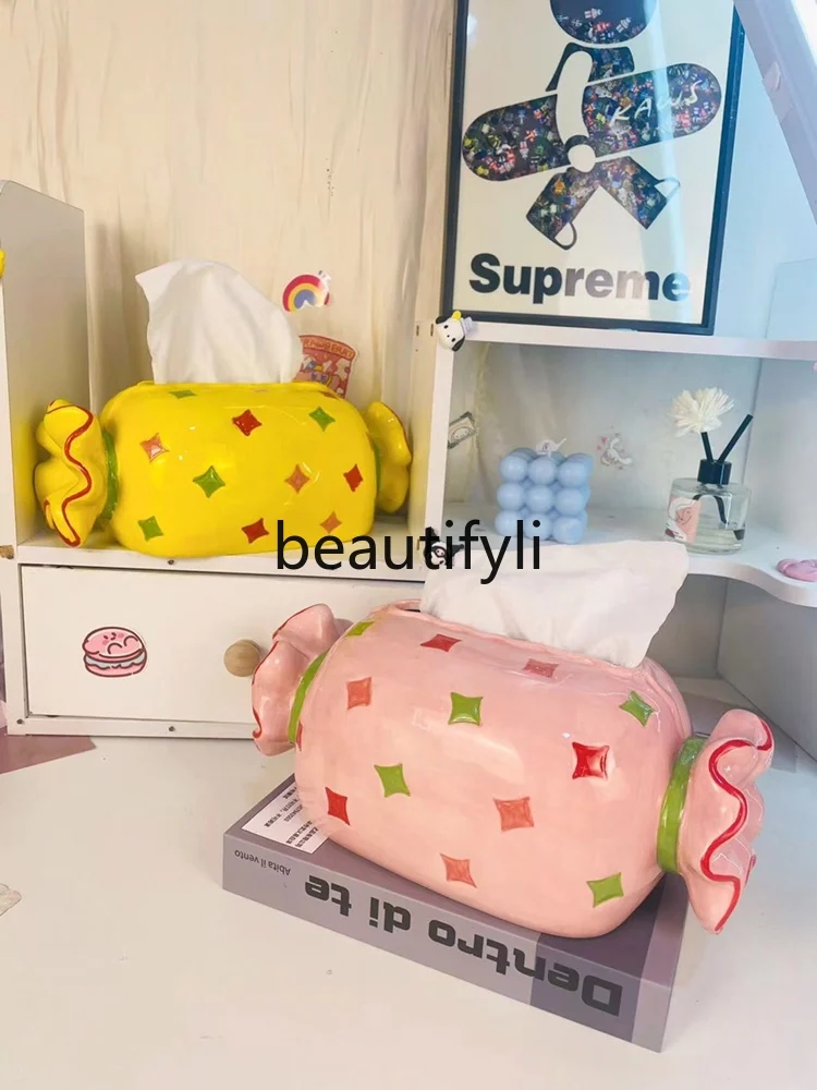 

Star candy tissue box creative ceramic tissue box cute handicraft ornament