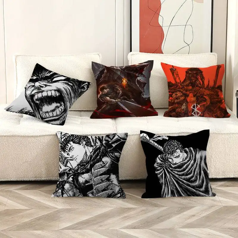 Anime Berserk Cushion Cover Car Throw Pillow Case For Sofa Car Christmas Gift 40x40cm 45x45cm