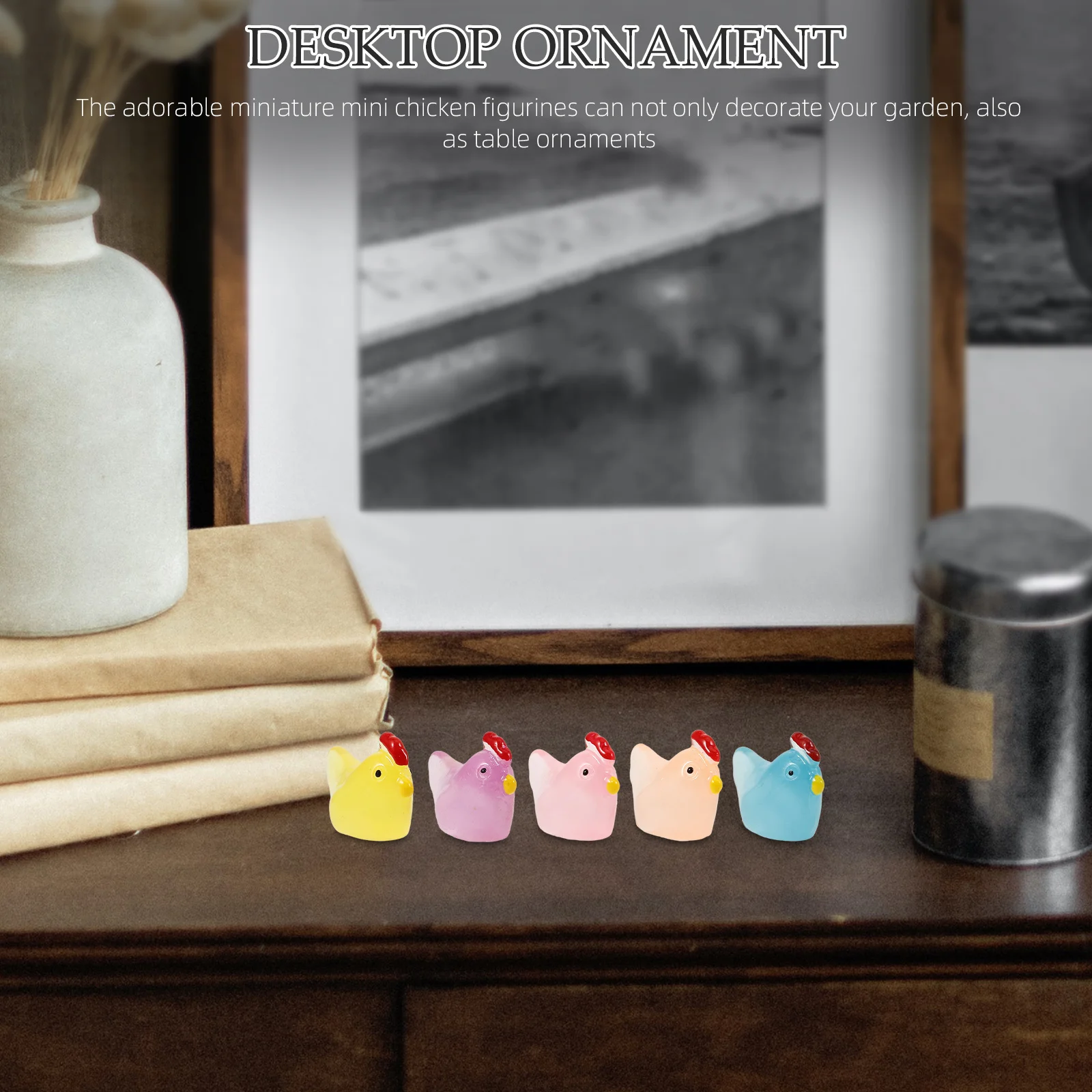 Mini poussin en résine, 20 pièces, adorables Statues d'animaux brillants pour armoires de voiture, jardins, poulet lumineux, petites Figurines de poulet