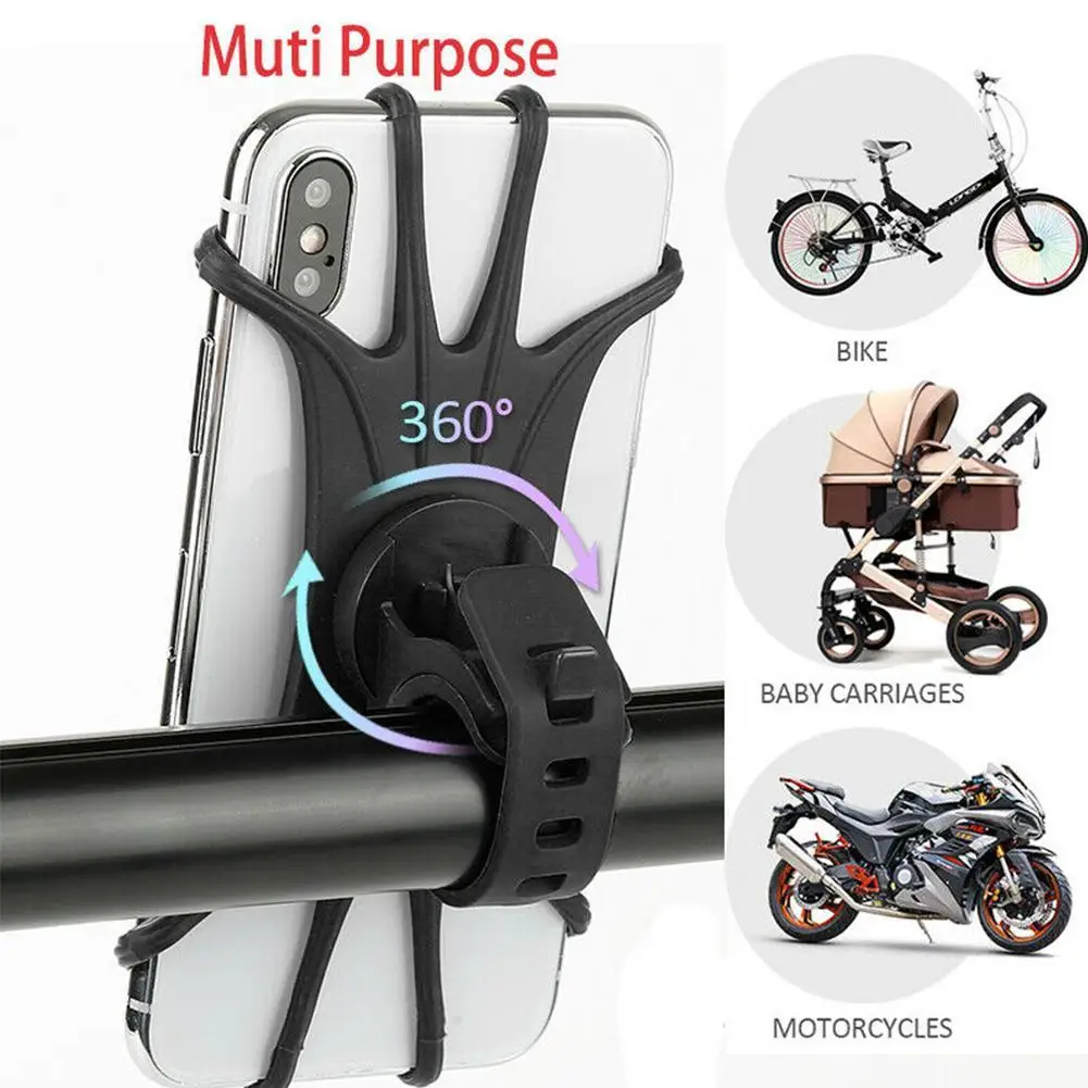 360 Rotatable Silicone Phone Stand Universal Mobile Phone Holder for Bicycle Motorcycle Anti-Slip Safety Design Adjustable Rod ﻿