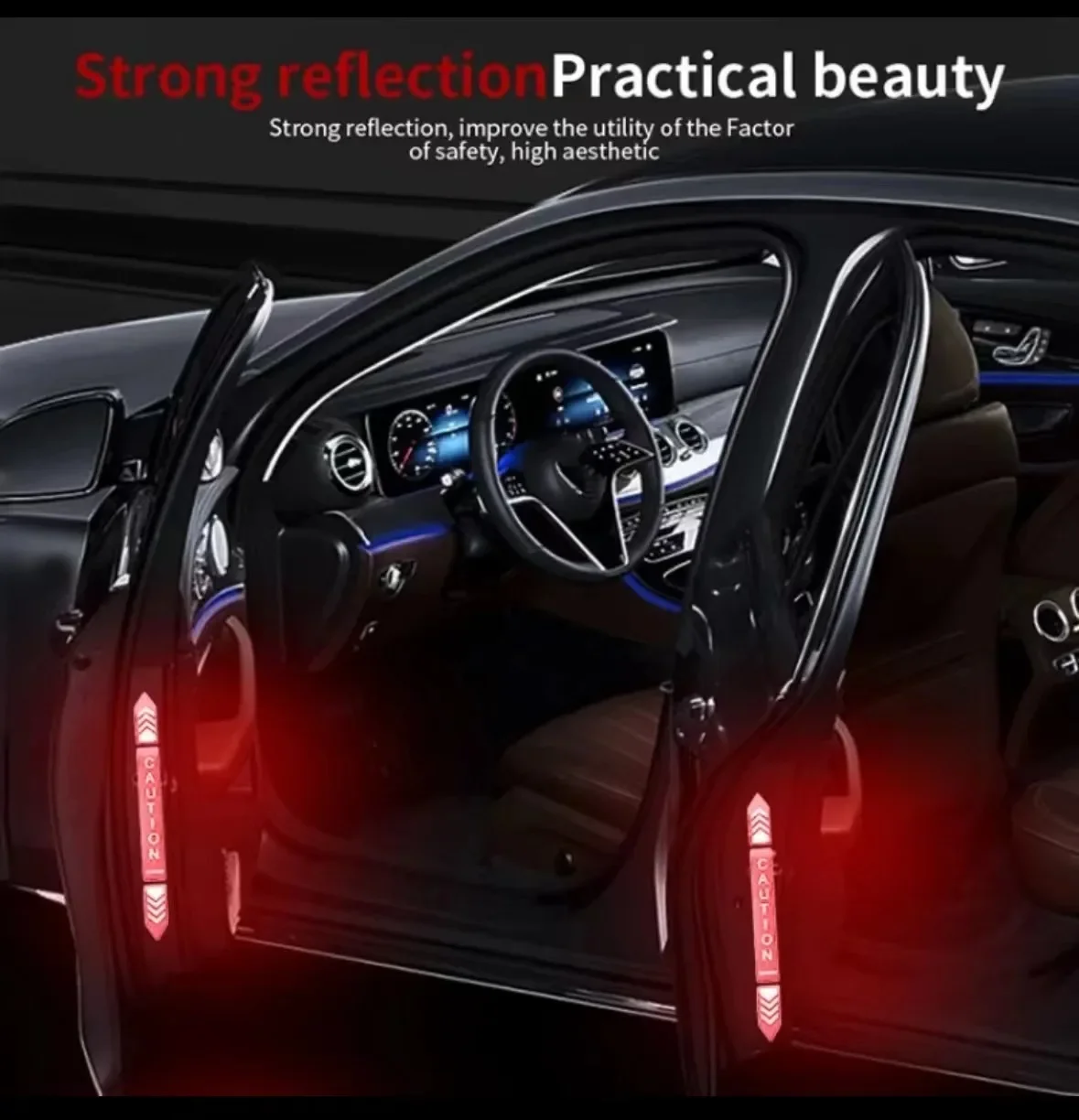 4pcs New Car Safety Warning Reflective Stickers High Brightness Reflector Car Door Opening Safety Warn Mark Sticker Decals hot