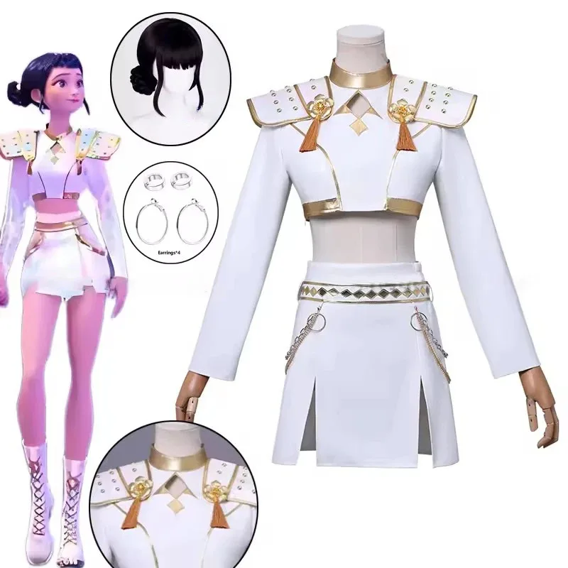 DY20Anime k-pop Demon Hunters disfraz de Cosplay ídolo coreano Sexy Zoey Rumi Mira peluca uniforme blanco fiesta puesta en escena Carnaval